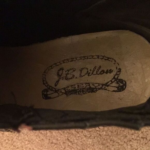 J.B. Dillon Reserve US Black Leather Silver Stud Cowgirl Ankle Boots - Picture 7 of 8